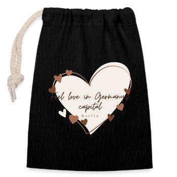 J’aime avec le cœur Berlin - Sac cadeau en coton avec cordon (14 x 20 cm) - noir - Devant