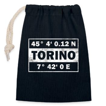 Torino Koordinaten Stadt Turin - Verschließbarer Geschenkbeutel aus Baumwolle (14x20cm) - Navy - Vorne