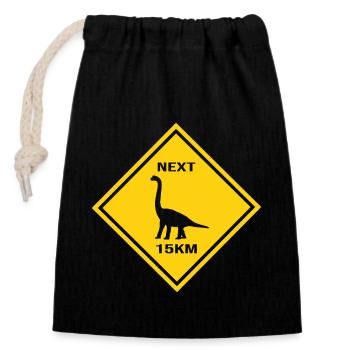 Attention Euhelopus warning sign for sauropods - Closable cotton gift bag (14x20cm) - black - Front