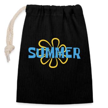 Summer - sun - holiday - good mood - Closable cotton gift bag (14x20cm) - black - Front
