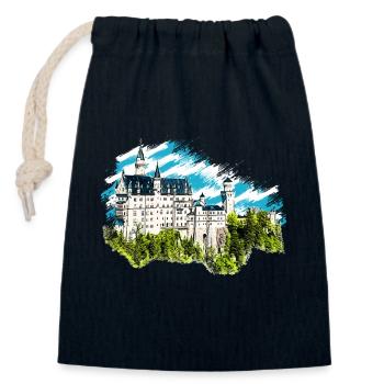 Château de Neuschwanstein - Sac cadeau en coton avec cordon (14 x 20 cm) - bleu marine - Devant