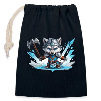 Viking Wolf Warrior - Verschließbarer Geschenkbeutel aus Baumwolle (14x20cm) - Navy - Vorne