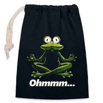 Yoga Frog #lovely toons - Closable cotton gift bag (14x20cm) - navy - Front