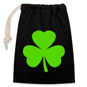 Trèfle de la Saint-Patrick - Sac cadeau en coton avec cordon (14 x 20 cm) - noir - Devant