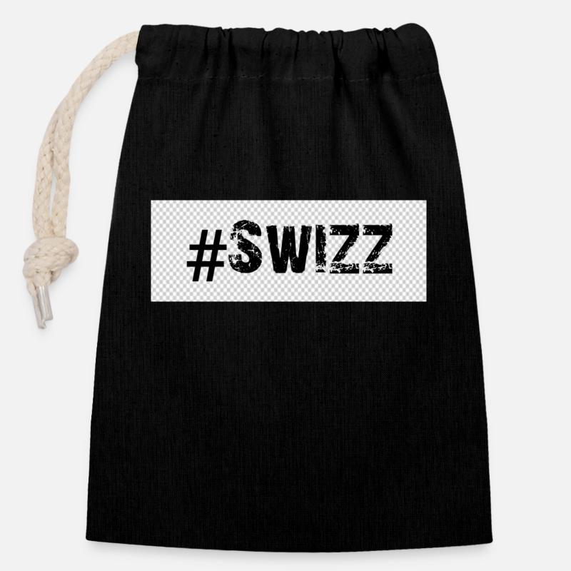 Swizz - Verschließbarer Geschenkbeutel aus Baumwolle (14x20cm) - Schwarz