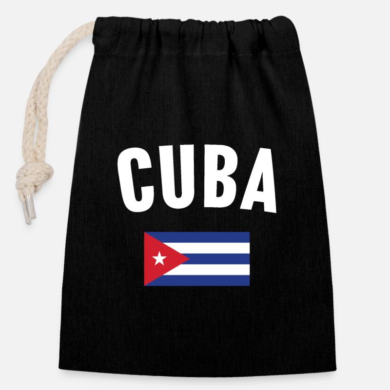 Cuba Flag - Closable cotton gift bag (14x20cm) - black