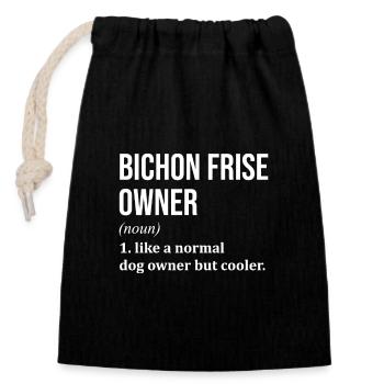 bichon frisé - Sac cadeau en coton avec cordon (14 x 20 cm) - noir - Devant