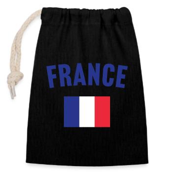 Drapeau de la France - Sac cadeau en coton avec cordon (14 x 20 cm) - noir - Devant