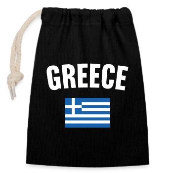 Greece Flag - Closable cotton gift bag (14x20cm) - black - Front