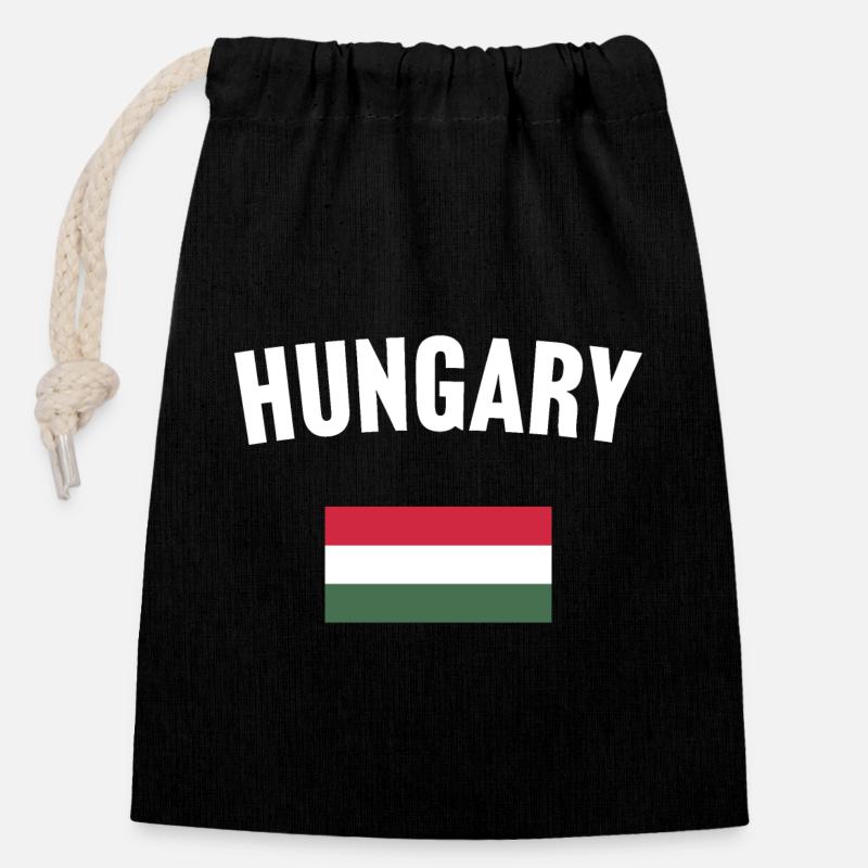 Ungarn Flagge - Verschließbarer Geschenkbeutel aus Baumwolle (14x20cm) - Schwarz
