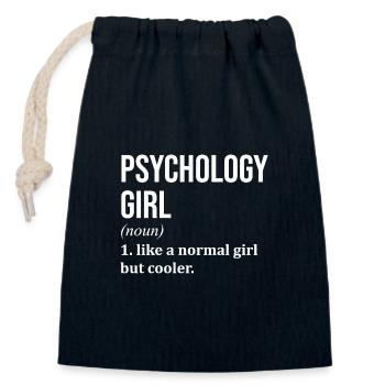 psychologie - Sac cadeau en coton avec cordon (14 x 20 cm) - bleu marine - Devant