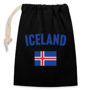Iceland Flag - Closable cotton gift bag (14x20cm) - black - Front