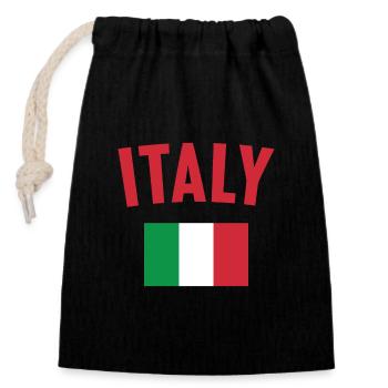 Drapeau de l’Italie - Sac cadeau en coton avec cordon (14 x 20 cm) - noir - Devant
