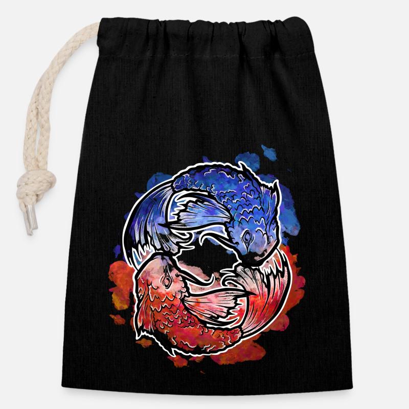 Pescis - Sac cadeau en coton avec cordon (14 x 20 cm) - noir