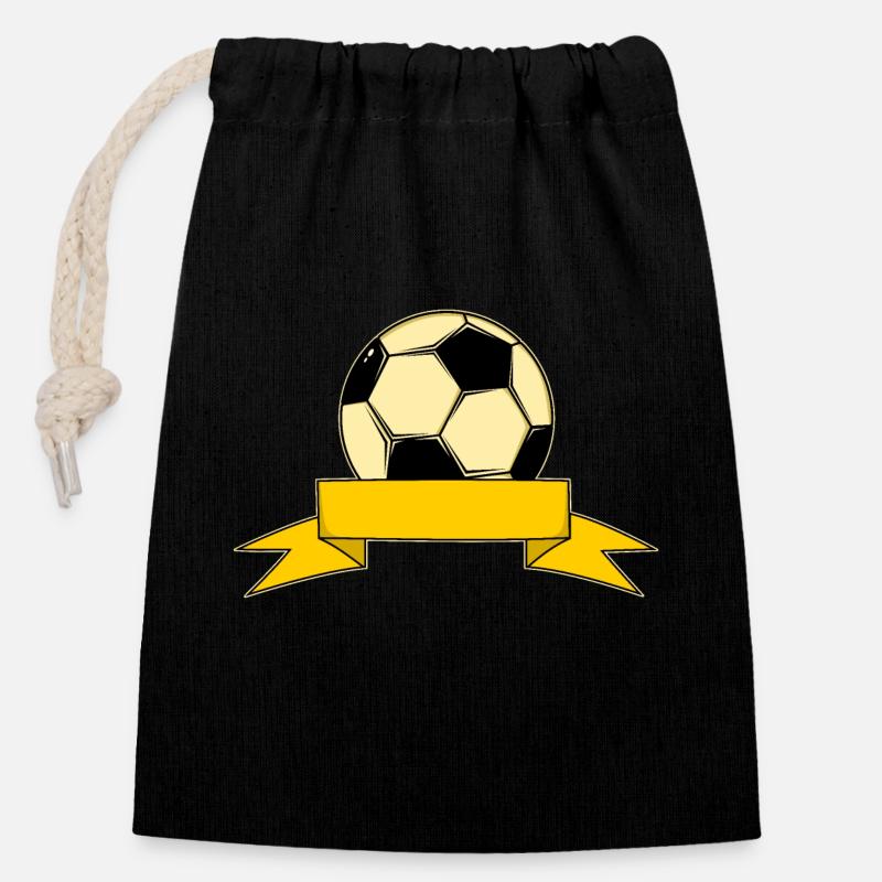 Fußball Name Bannerschleife gelb - Verschließbarer Geschenkbeutel aus Baumwolle (14x20cm) - Schwarz