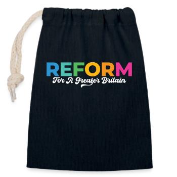 Reform, For A Greater Britain - Closable cotton gift bag (14x20cm) - navy - Front