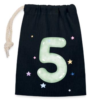 5e anniversaire watercolor étoile - Sac cadeau en coton avec cordon (14 x 20 cm) - bleu marine - Devant