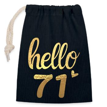 Hallo 71 gold - Verschließbarer Geschenkbeutel aus Baumwolle (14x20cm) - Navy - Vorne