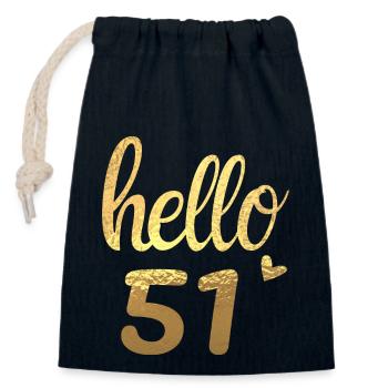 Hallo 51 Gold - Verschließbarer Geschenkbeutel aus Baumwolle (14x20cm) - Navy - Vorne