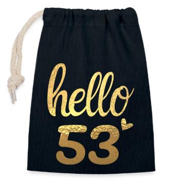 Hallo 53 gold - Verschließbarer Geschenkbeutel aus Baumwolle (14x20cm) - Navy - Vorne