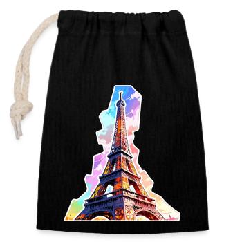 Eiffel tower #14 - Closable cotton gift bag (14x20cm) - black - Front