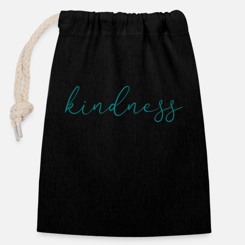 kindness - Closable cotton gift bag (14x20cm) - black