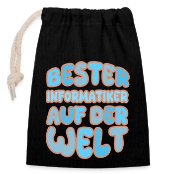 Geschenk für Informatiker - Verschließbarer Geschenkbeutel aus Baumwolle (14x20cm) - Schwarz - Vorne