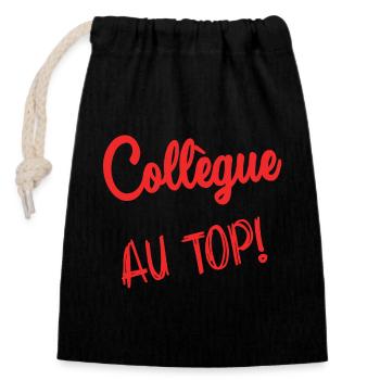 COLLEGUE. DEPART. EMPLOI. HUMOUR. MANAGER. CHEF - Sac cadeau en coton avec cordon (14 x 20 cm) - noir - Devant