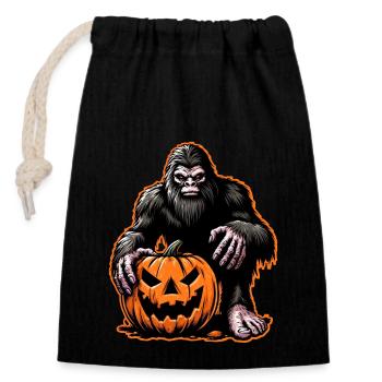 Halloween-Bigfoot-Kürbis-Schrecken - Verschließbarer Geschenkbeutel aus Baumwolle (14x20cm) - Schwarz - Vorne