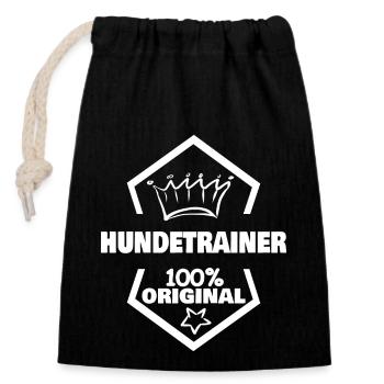Geschenk für Hundetrainer - Verschließbarer Geschenkbeutel aus Baumwolle (14x20cm) - Schwarz - Vorne