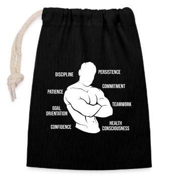 Powerlifting Bodybuilder Skills Anatomy Gym - Closable cotton gift bag (14x20cm) - black - Front
