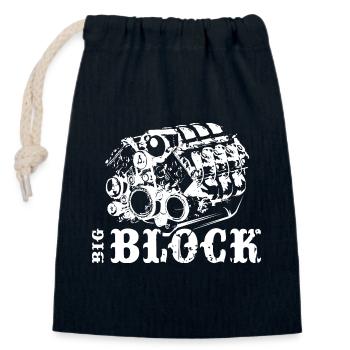 V8 Bigblock Moteur Musclecar Icône Illustration - Sac cadeau en coton avec cordon (14 x 20 cm) - bleu marine - Devant