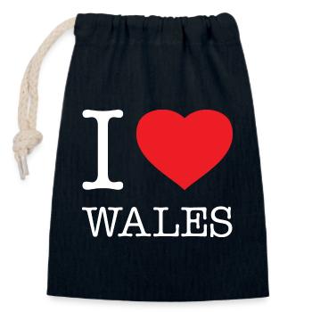 J’ADORE LE PAYS DE GALLES - Sac cadeau en coton avec cordon (14 x 20 cm) - bleu marine - Devant