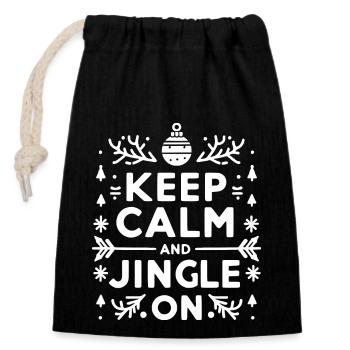 Keep Calm and Jingle On - Closable cotton gift bag (14x20cm) - black - Front