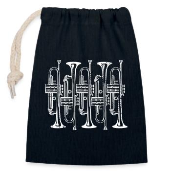 Trumpet - Closable cotton gift bag (14x20cm) - navy - Front