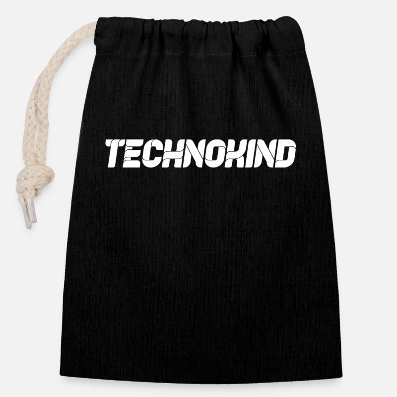 Technokind - Verschließbarer Geschenkbeutel aus Baumwolle (14x20cm) - Schwarz