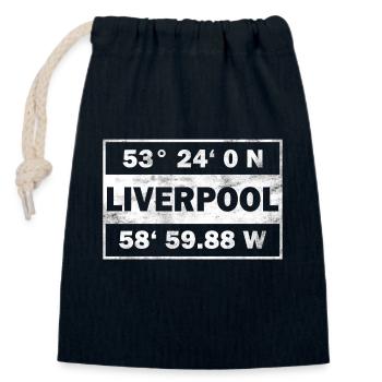 Liverpool Coordonnées Ville Angleterre Liverpool - Sac cadeau en coton avec cordon (14 x 20 cm) - bleu marine - Devant
