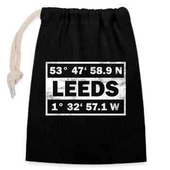 Leeds Koordinaten Stadt England Leeds - Verschließbarer Geschenkbeutel aus Baumwolle (14x20cm) - Schwarz - Vorne