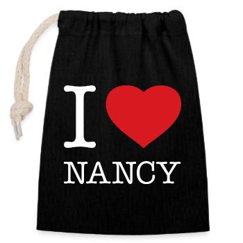 I LOVE NANCY - Verschließbarer Geschenkbeutel aus Baumwolle (14x20cm) - Schwarz - Vorne