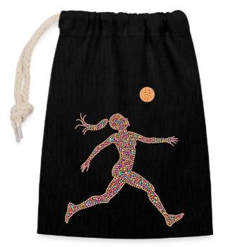 Handball-Herzschlag - Frauen & Mädchen - Verschließbarer Geschenkbeutel aus Baumwolle (14x20cm) - Schwarz - Vorne