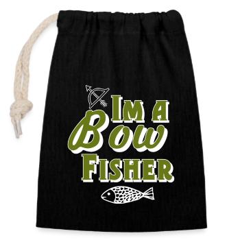 Bowfishing - Closable cotton gift bag (14x20cm) - black - Front
