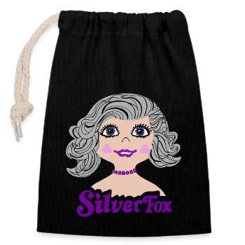 Silverfox Cheveux Gris Nostalgie - Sac cadeau en coton avec cordon (14 x 20 cm) - noir - Devant