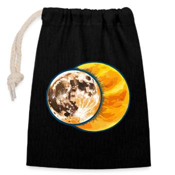 Sonnenfinsternis Sonne Mond Eklipse - Verschließbarer Geschenkbeutel aus Baumwolle (14x20cm) - Schwarz - Vorne