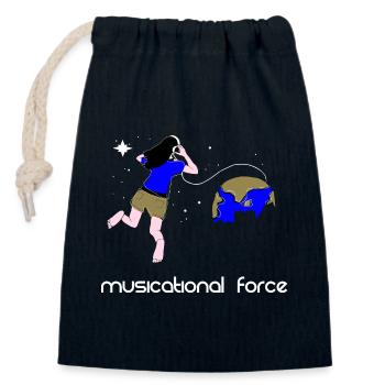 The power of music - Closable cotton gift bag (14x20cm) - navy - Front