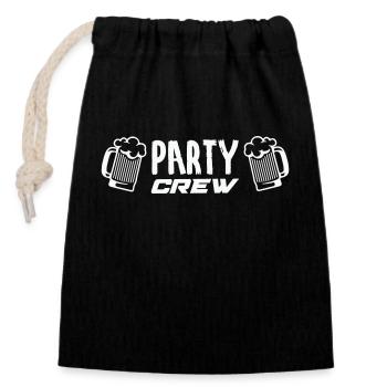 party crew - Verschließbarer Geschenkbeutel aus Baumwolle (14x20cm) - Schwarz - Vorne