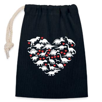 J’adore les dinosaures - Sac cadeau en coton avec cordon (14 x 20 cm) - bleu marine - Devant