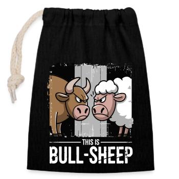 Das ist Bull Sheep Lustiges Wortspiel Design - Verschließbarer Geschenkbeutel aus Baumwolle (14x20cm) - Schwarz - Vorne