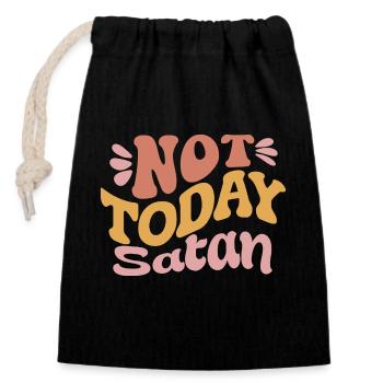 Not Satan today - Closable cotton gift bag (14x20cm) - black - Front