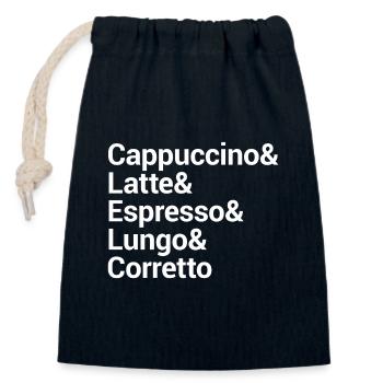 Kaffee-Stil Typografie Design - Verschließbarer Geschenkbeutel aus Baumwolle (14x20cm) - Navy - Vorne
