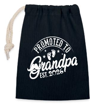 Promu au rang de grand-père 2026 Futur grand-père - Sac cadeau en coton avec cordon (14 x 20 cm) - bleu marine - Devant